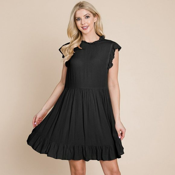 Ruffled Sleeveless Babydoll Dress with pockets. - Picture 1 of 3